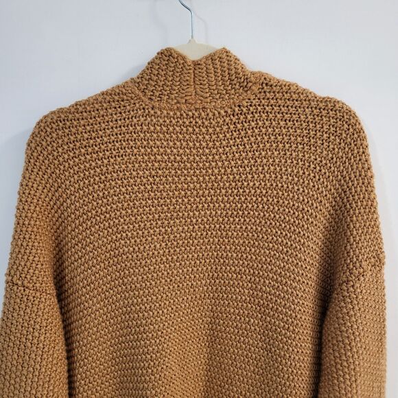 J JILL Dreamer Cardigan Womens L Saffron Wool Blend Open Longline Fringe Hem - Picture 6 of 10